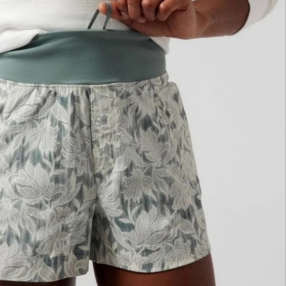 Athleta Floral Athletic Shorts - Gray and Green